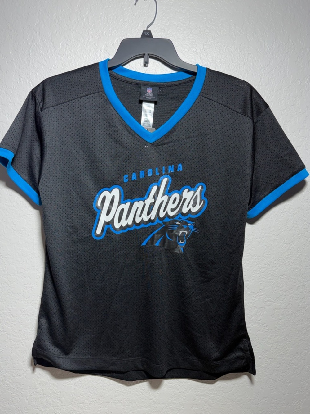 Carolina Panthers Women's Black & Blue Jersey Top